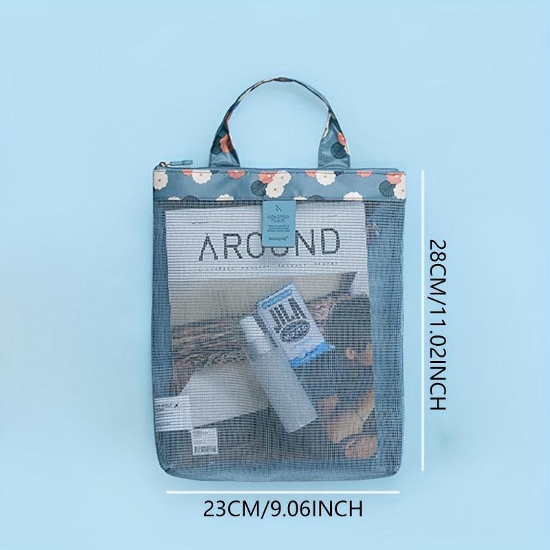 Floral Mesh Beach Bag Travel Storage Cosmetic Bag