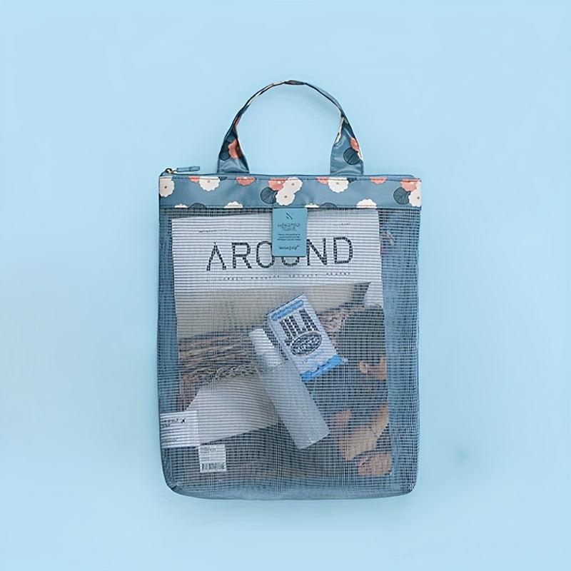 Floral Mesh Beach Bag Travel Storage Cosmetic Bag