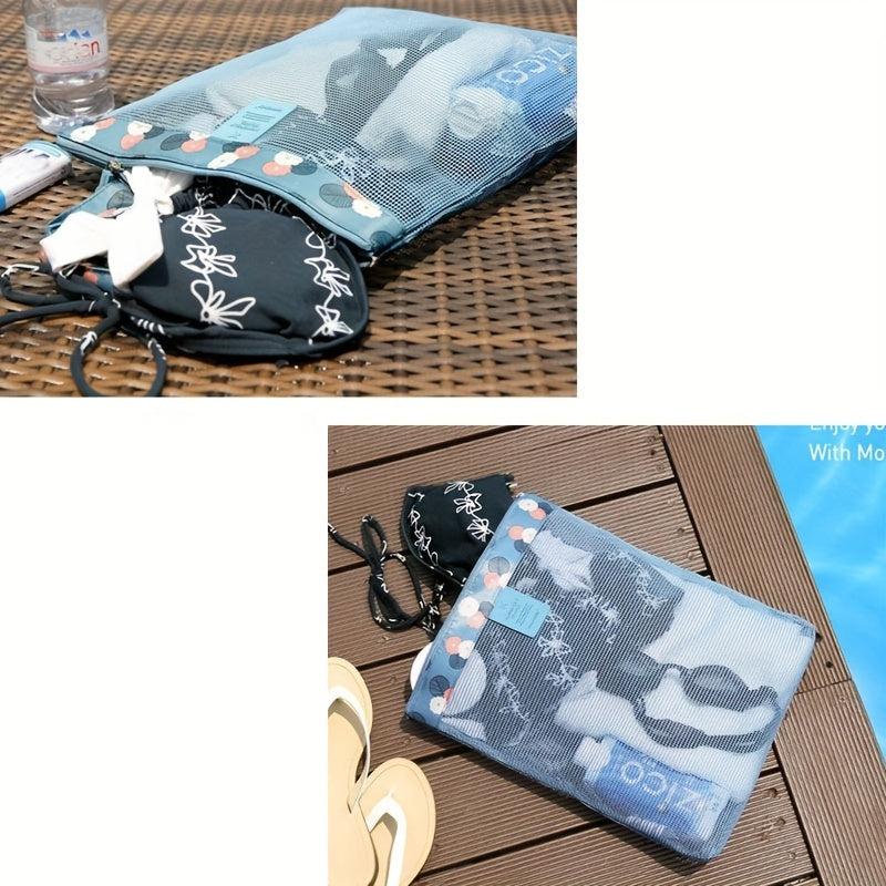 Floral Mesh Beach Bag Travel Storage Cosmetic Bag