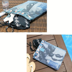 Floral Mesh Beach Bag Travel Storage Cosmetic Bag