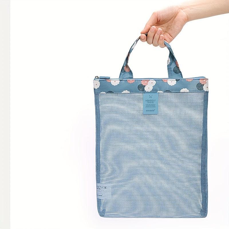 Floral Mesh Beach Bag Travel Storage Cosmetic Bag