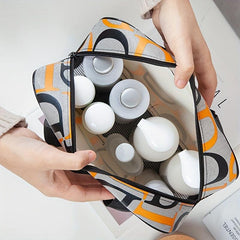 Portable Letter Print Toiletry Bag - Large Capacity Cosmetics Bag