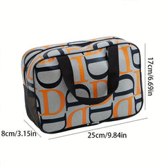 Portable Letter Print Toiletry Bag - Large Capacity Cosmetics Bag
