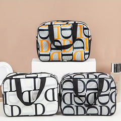 Portable Letter Print Toiletry Bag - Large Capacity Cosmetics Bag