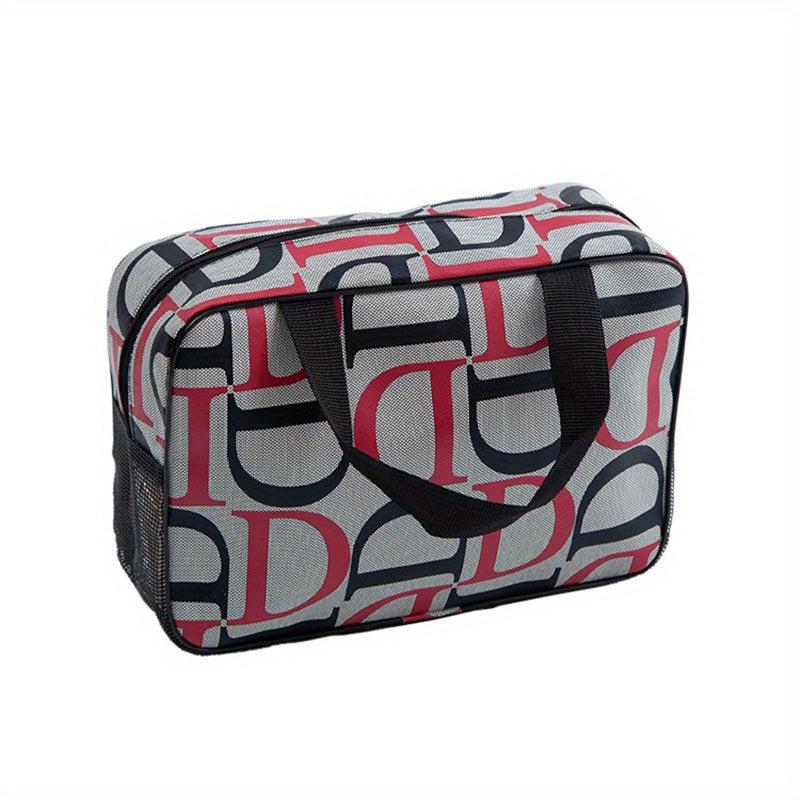 Portable Letter Print Toiletry Bag - Large Capacity Cosmetics Bag