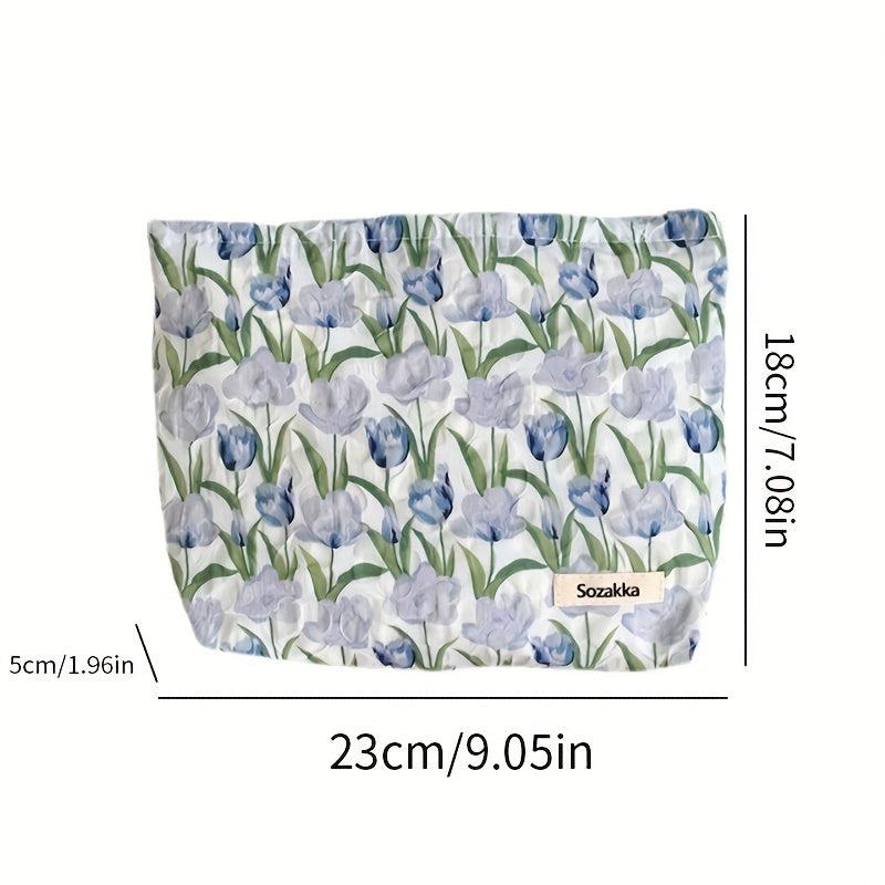 Texture Tulip Wash Bag Cosmetic Bag Canvas Lining Large Capacity