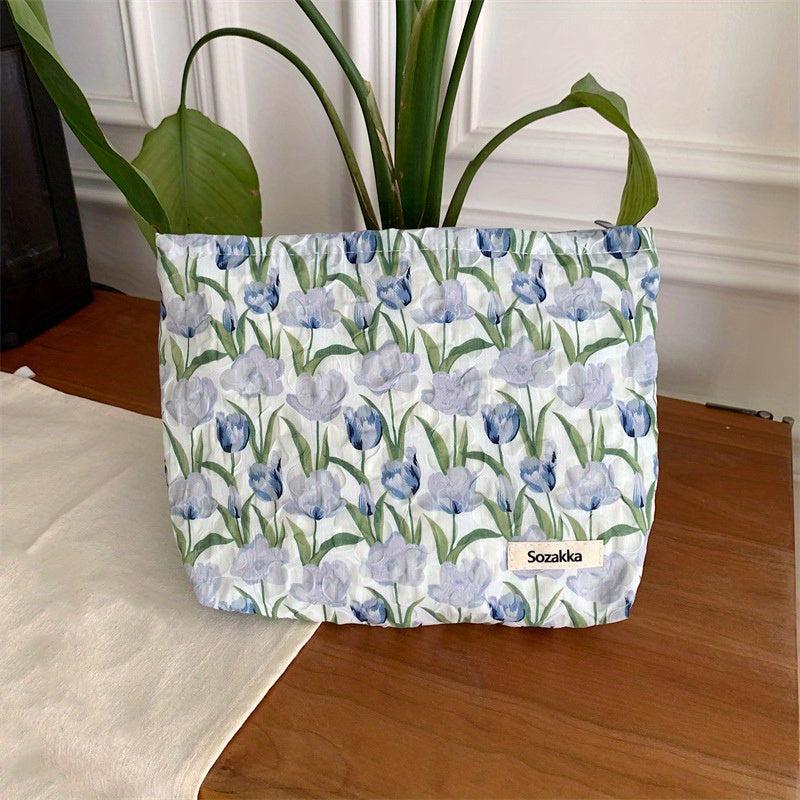 Texture Tulip Wash Bag Cosmetic Bag Canvas Lining Large Capacity