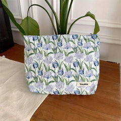 Texture Tulip Wash Bag Cosmetic Bag Canvas Lining Large Capacity
