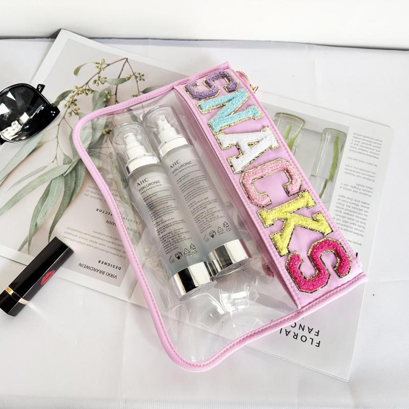 Transparent PVC Embroidery Cosmetic Bag Waterproof Travel Storage Bag