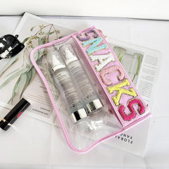 Transparent PVC Embroidery Cosmetic Bag Waterproof Travel Storage Bag