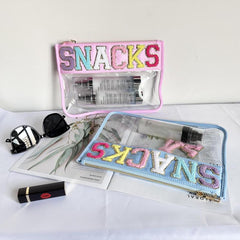 Transparent PVC Embroidery Cosmetic Bag Waterproof Travel Storage Bag