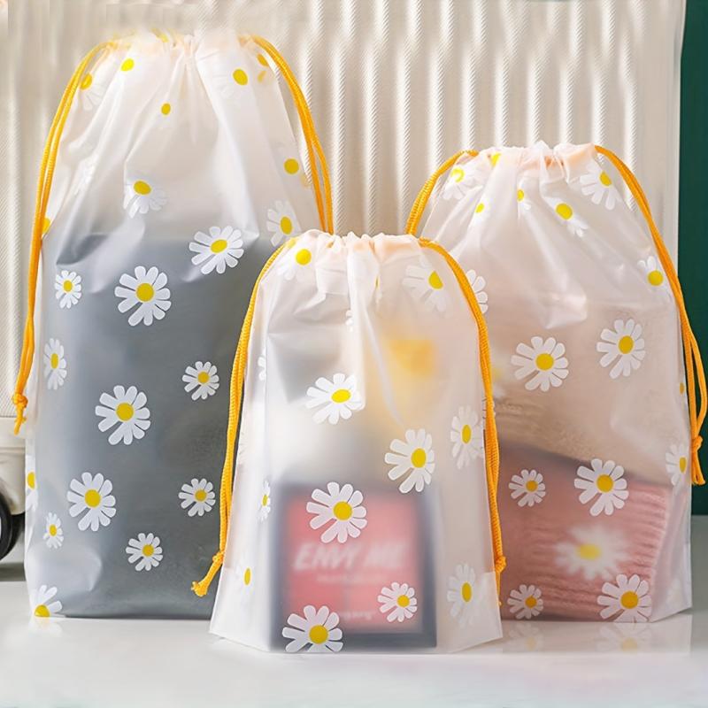 3pcs Transparent Waterproof Storage Bag Travel Cosmetic Shoes Clothes Drawstring