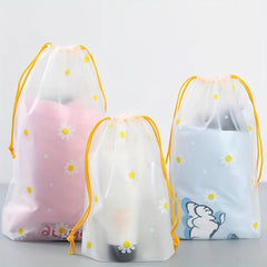 3pcs Transparent Waterproof Storage Bag Travel Cosmetic Shoes Clothes Drawstring