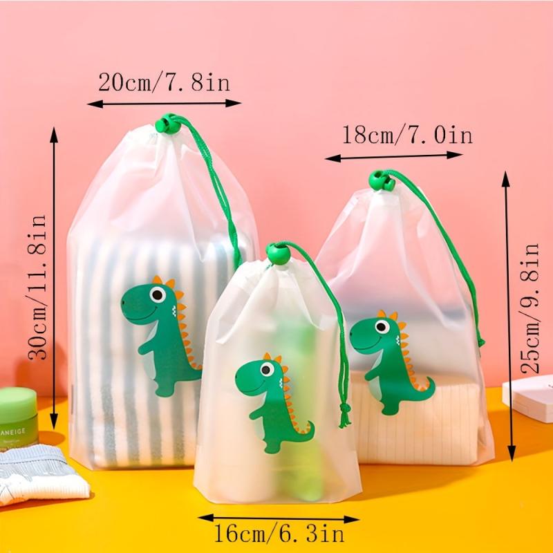 3pcs Transparent Waterproof Storage Bag Travel Cosmetic Shoes Clothes Drawstring