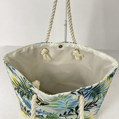 Leaf Print Beach Bag Canvas Outdoor Tote Bag Travel Storage Bag
