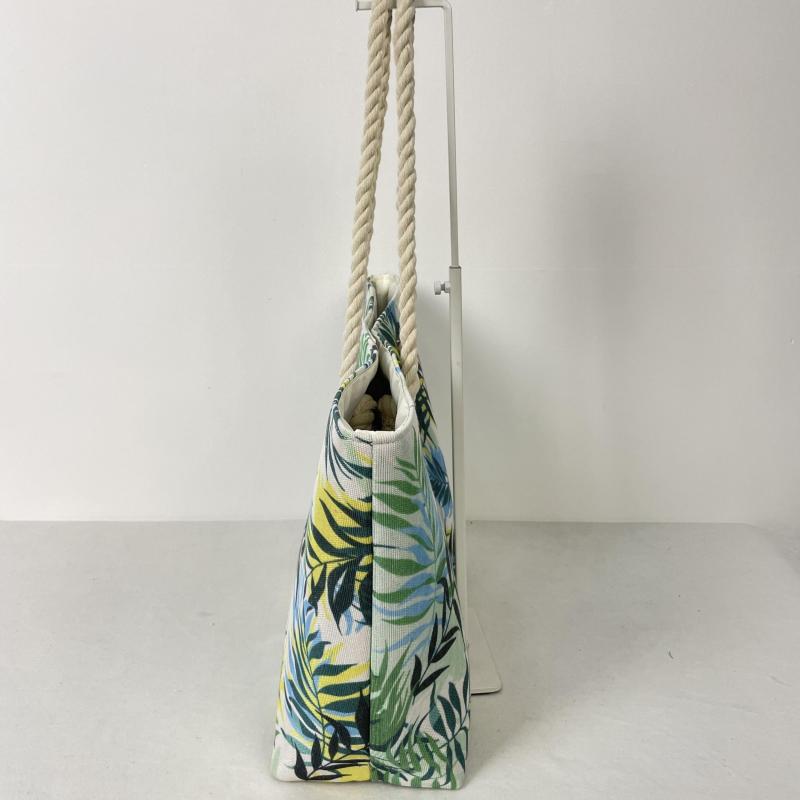 Leaf Print Beach Bag Canvas Outdoor Tote Bag Travel Storage Bag