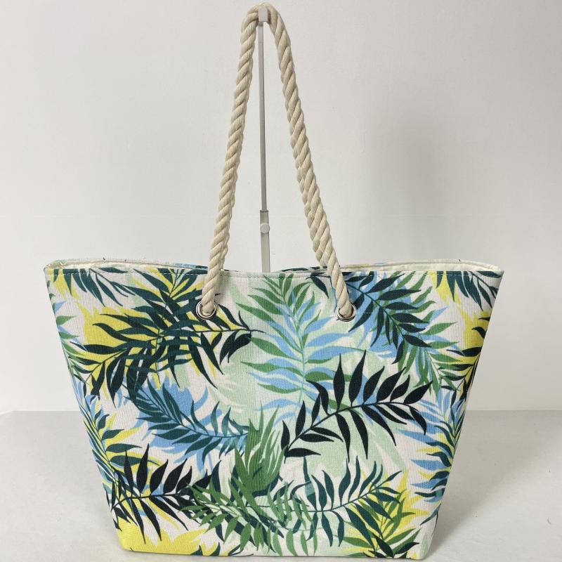 Leaf Print Beach Bag Canvas Outdoor Tote Bag Travel Storage Bag
