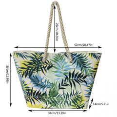 Leaf Print Beach Bag Canvas Outdoor Tote Bag Travel Storage Bag