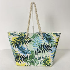 Leaf Print Beach Bag Canvas Outdoor Tote Bag Travel Storage Bag
