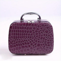 Stone Pattern Cosmetic Case With Mirror Portable Storage Bag