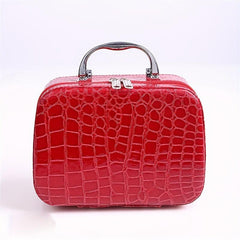 Stone Pattern Cosmetic Case With Mirror Portable Storage Bag