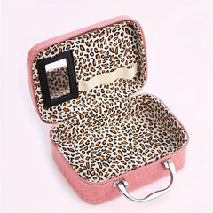 Stone Pattern Cosmetic Case With Mirror Portable Storage Bag