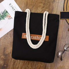 Canvas Toiletry Bag with Hemp Rope Shoulder Strap