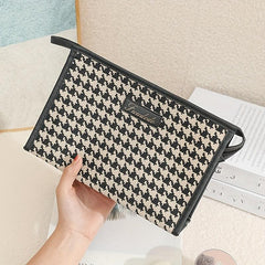 Houndstooth Cosmetic Bag Large Capacity Zipper Women's Toiletry Travel Bag