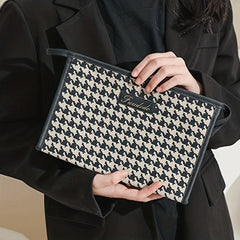 Houndstooth Cosmetic Bag Large Capacity Zipper Women's Toiletry Travel Bag