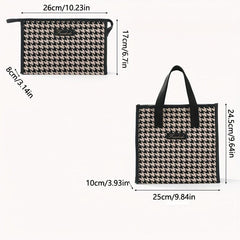 Houndstooth Cosmetic Bag Large Capacity Zipper Women's Toiletry Travel Bag
