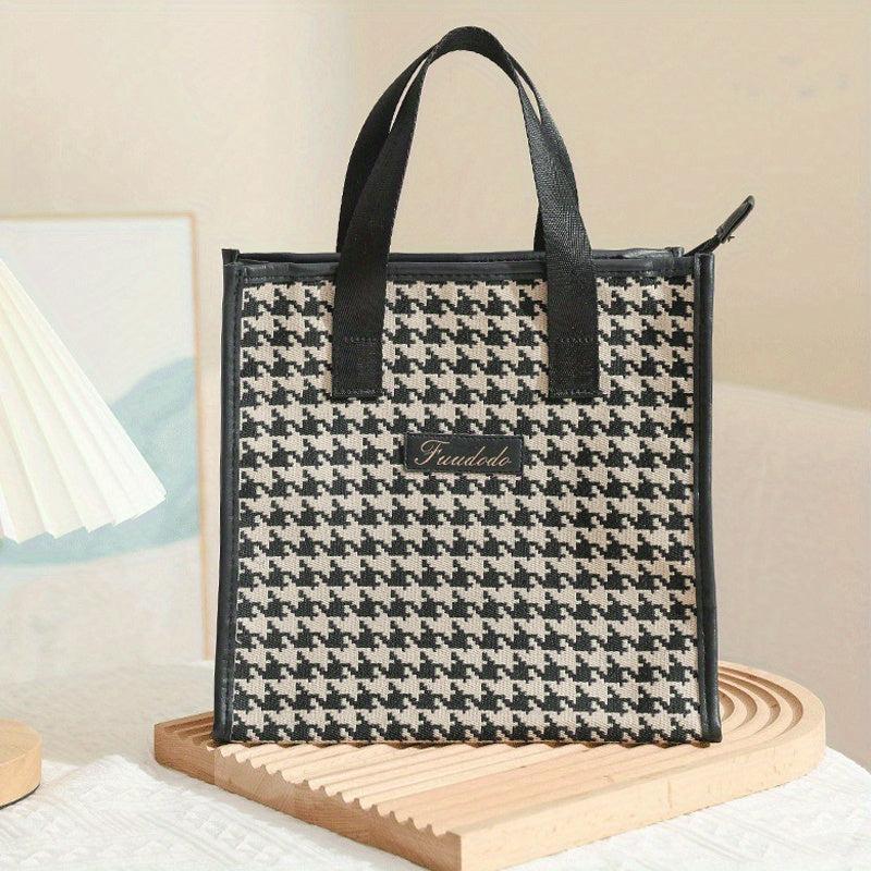 Houndstooth Cosmetic Bag Large Capacity Zipper Women's Toiletry Travel Bag