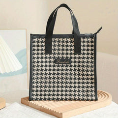 Houndstooth Cosmetic Bag Large Capacity Zipper Women's Toiletry Travel Bag