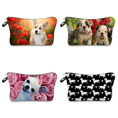 Dog Print Toilet Bag Women's Portable Pencil Bag