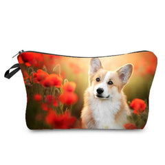 Dog Print Toilet Bag Women's Portable Pencil Bag