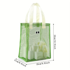 Pattern Green Mesh Handbag Lightweight Portable Handled Bag Large Capacity