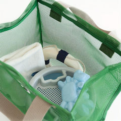 Pattern Green Mesh Handbag Lightweight Portable Handled Bag Large Capacity