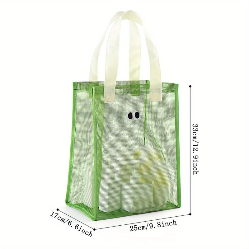 Pattern Green Mesh Handbag Lightweight Portable Handled Bag Large Capacity