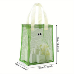 Pattern Green Mesh Handbag Lightweight Portable Handled Bag Large Capacity