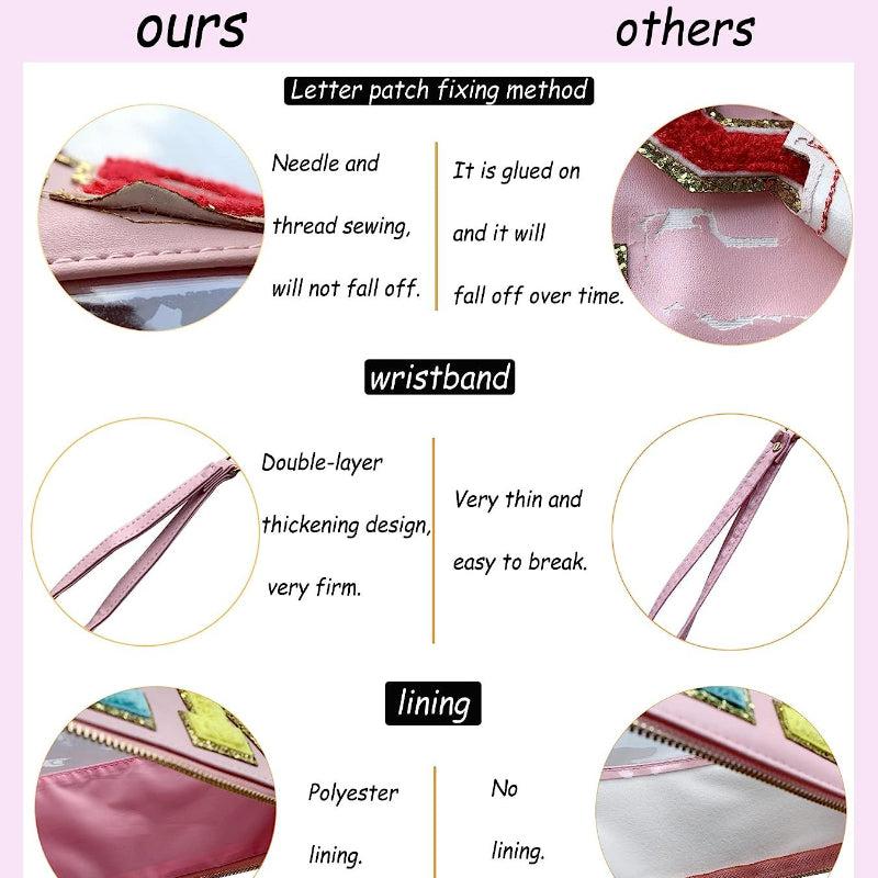 Waterproof Transparent PVC Towel Embroidered Letter Cosmetic Bag