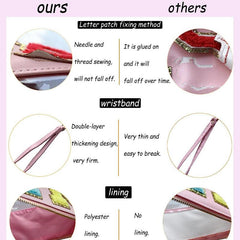Waterproof Transparent PVC Towel Embroidered Letter Cosmetic Bag