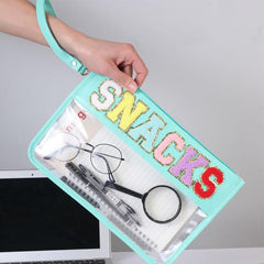 Waterproof Transparent PVC Towel Embroidered Letter Cosmetic Bag