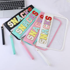 Waterproof Transparent PVC Towel Embroidered Letter Cosmetic Bag