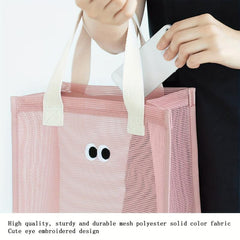 Pattern Mesh Handbag Large Capacity Bag For Swimming Camping Outdoor Beach Bag