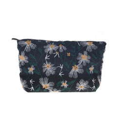 Embroidered Daisy Cosmetic Clutch Bag Handbag Makeup Storage Travel Bag