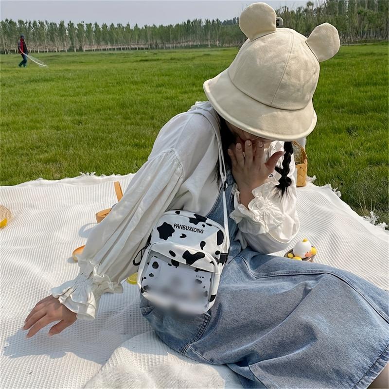 Cow Print Transparent Shoulder Cross Bag for Travel