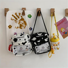 Cow Print Transparent Shoulder Cross Bag for Travel