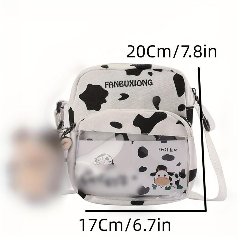Cow Print Transparent Shoulder Cross Bag for Travel