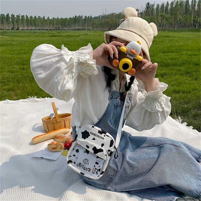 Cow Print Transparent Shoulder Cross Bag for Travel