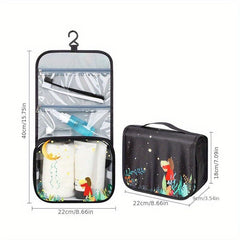 Pattern Portable Toiletry Bag Large Double Zipper Cosmetics Bag