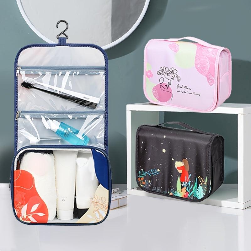 Pattern Portable Toiletry Bag Large Double Zipper Cosmetics Bag